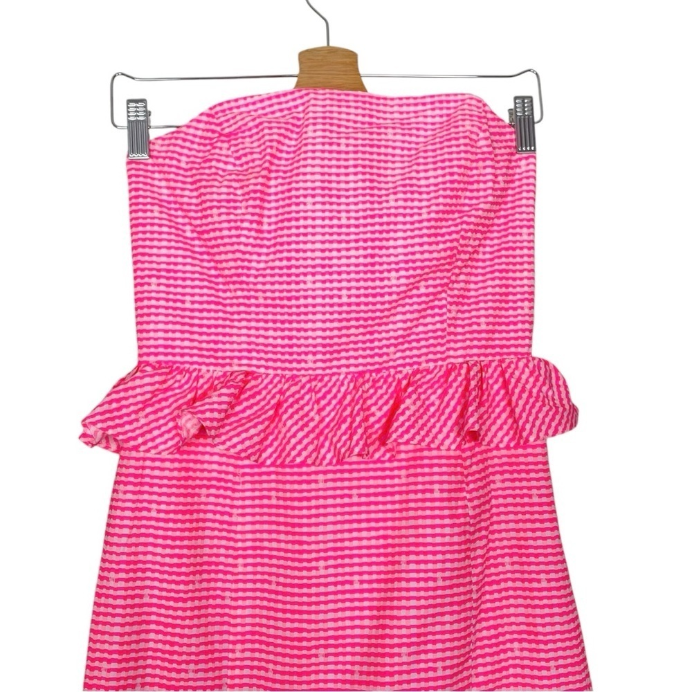 Lilly Pulitzer Strapless Lowe Dress in Fiesta Pink Gingham Size 00 - Picture 8 of 10